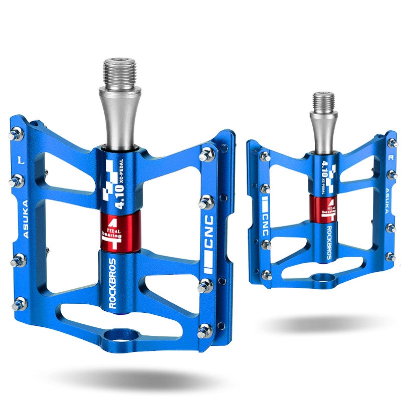 روكبروز ROCKBROS 4 محامل دواسات الدراجة الجبلية MTB Padals منصة دواسات الدراجة المسطحة سبائك الألومنيوم 9/16 بوصة - Image 1
